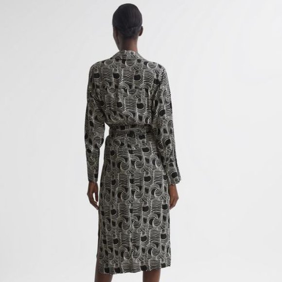 NWT REISS GEORGINA SWIRL PRINT MIDI DRESS US 2 / UK 6 - Picture 4 of 11